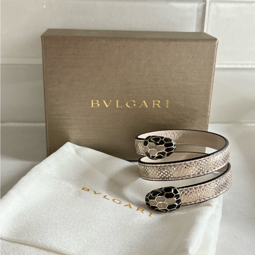 Bvlgari Serpenti Forever Leather Twin Wrap Bracelet